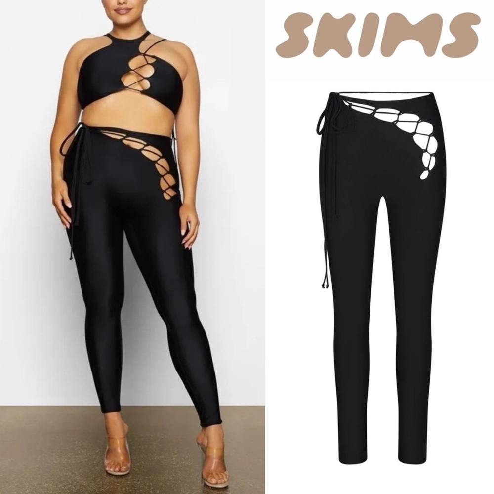 NWT Skims Lace Up Onyx Leggings